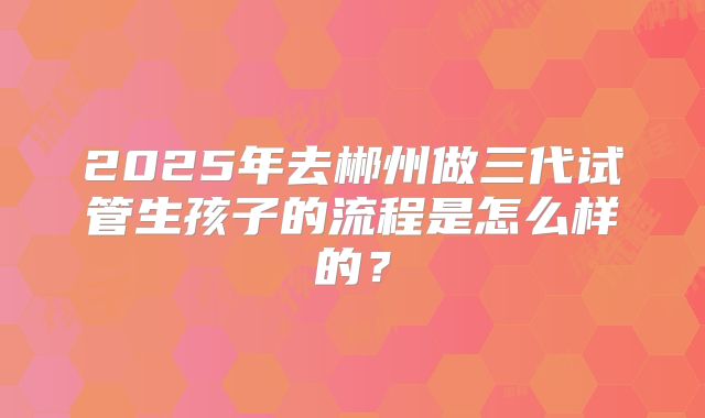 2025年去郴州做三代试管生孩子的流程是怎么样的？