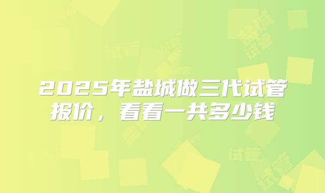 2025年盐城做三代试管报价，看看一共多少钱