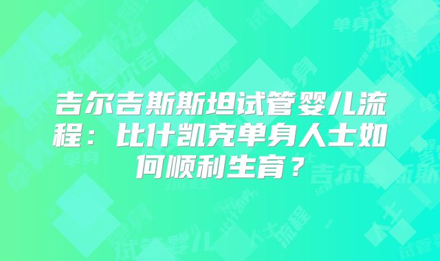 吉尔吉斯斯坦试管婴儿流程：比什凯克单身人士如何顺利生育？