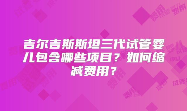 吉尔吉斯斯坦三代试管婴儿包含哪些项目？如何缩减费用？