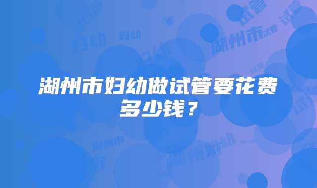 湖州市妇幼做试管要花费多少钱？