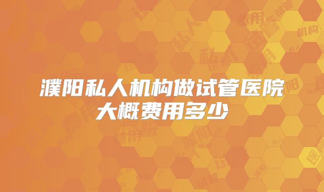 濮阳私人机构做试管医院大概费用多少