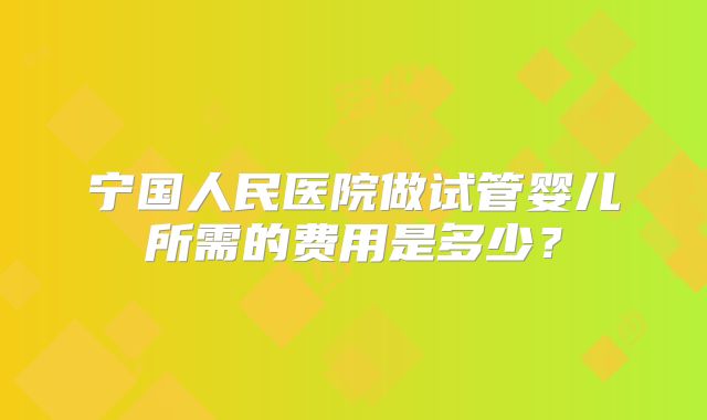 宁国人民医院做试管婴儿所需的费用是多少？