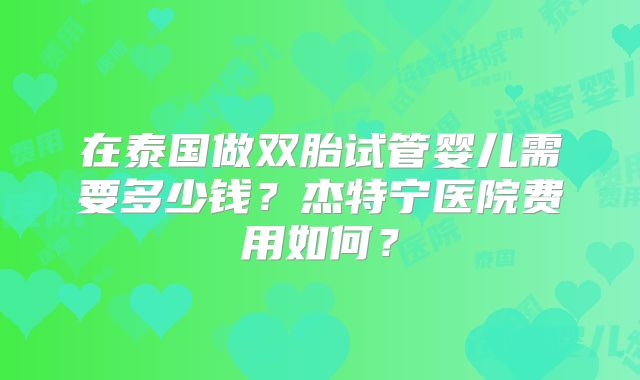 在泰国做双胎试管婴儿需要多少钱？杰特宁医院费用如何？