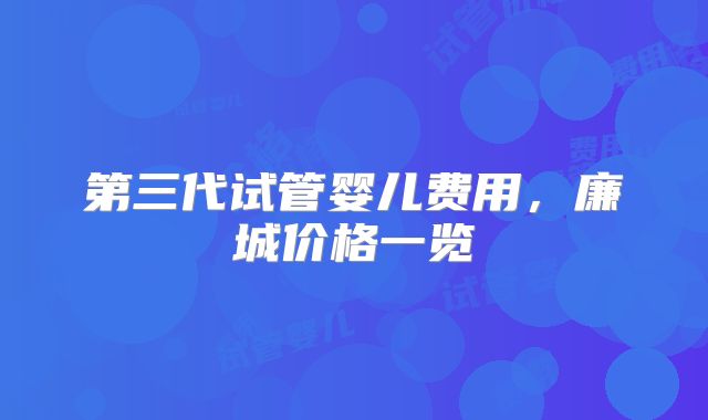 第三代试管婴儿费用，廉城价格一览