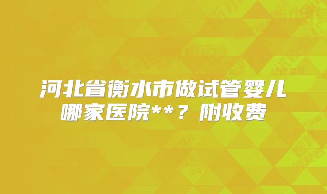 河北省衡水市做试管婴儿哪家医院**？附收费