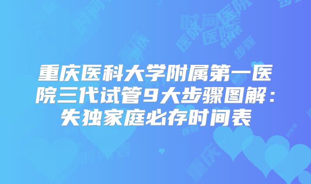 重庆医科大学附属第一医院三代试管9大步骤图解：失独家庭必存时间表