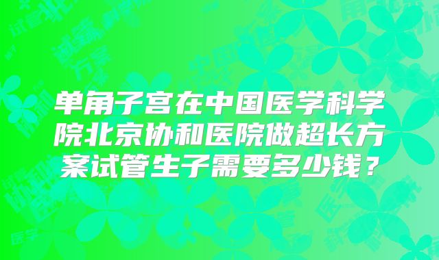 单角子宫在中国医学科学院北京协和医院做超长方案试管生子需要多少钱？