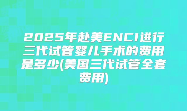 2025年赴美ENCI进行三代试管婴儿手术的费用是多少(美国三代试管全套费用)