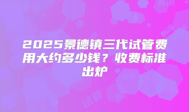 2025景德镇三代试管费用大约多少钱？收费标准出炉