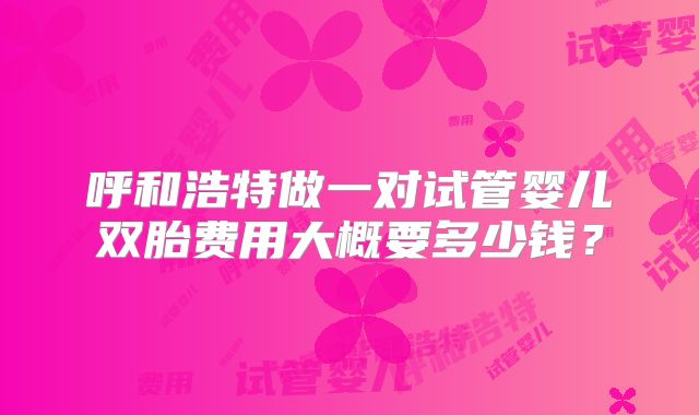 呼和浩特做一对试管婴儿双胎费用大概要多少钱?