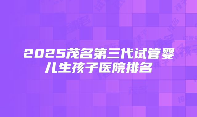 2025茂名第三代试管婴儿生孩子医院排名
