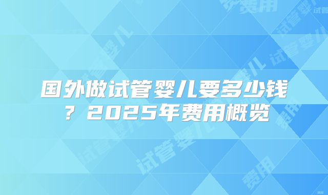 国外做试管婴儿要多少钱？2025年费用概览