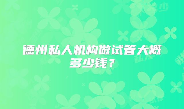 德州私人机构做试管大概多少钱？