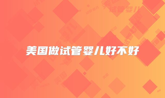 美国做试管婴儿好不好
