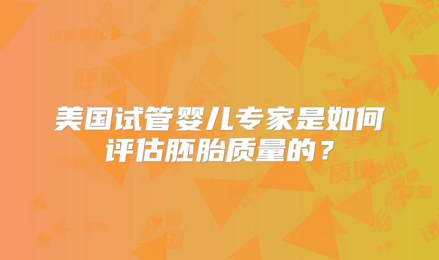 美国试管婴儿专家是如何评估胚胎质量的?