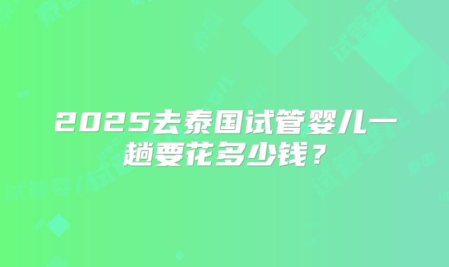 2025去泰国试管婴儿一趟要花多少钱？