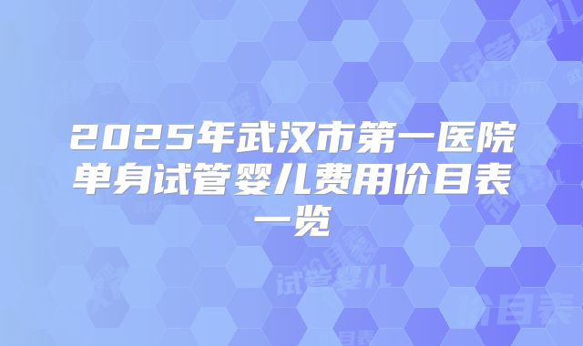 2025年武汉市第一医院单身试管婴儿费用价目表一览