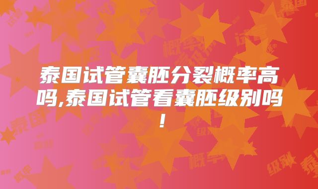 泰国试管囊胚分裂概率高吗,泰国试管看囊胚级别吗！