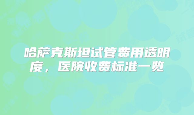 哈萨克斯坦试管费用透明度,医院收费标准一览