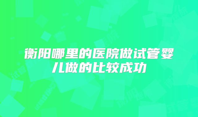衡阳哪里的医院做试管婴儿做的比较成功