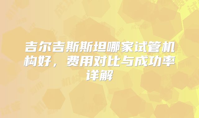 吉尔吉斯斯坦哪家试管机构好,费用对比与成功率详解
