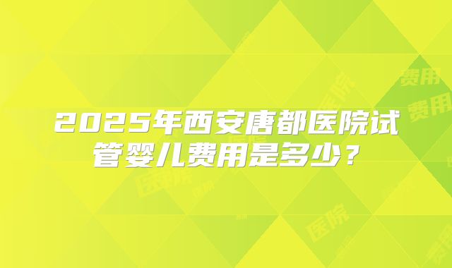 2025年西安唐都医院试管婴儿费用是多少?