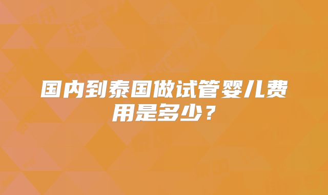 国内到泰国做试管婴儿费用是多少？