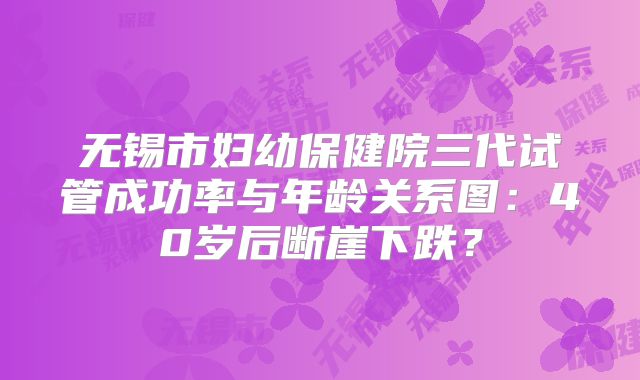 无锡市妇幼保健院三代试管成功率与年龄关系图：40岁后断崖下跌？