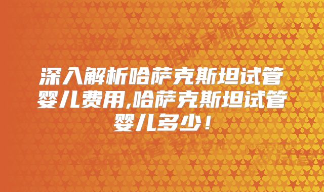 深入解析哈萨克斯坦试管婴儿费用,哈萨克斯坦试管婴儿多少！