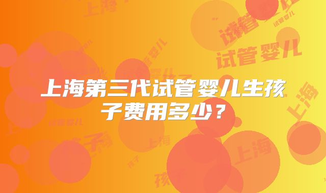 上海第三代试管婴儿生孩子费用多少？