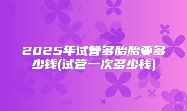 2025年试管多胎胎要多少钱(试管一次多少钱)