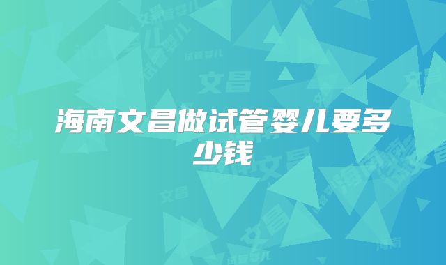海南文昌做试管婴儿要多少钱