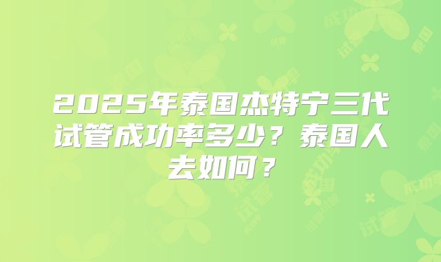 2025年泰国杰特宁三代试管成功率多少?泰国人去如何?