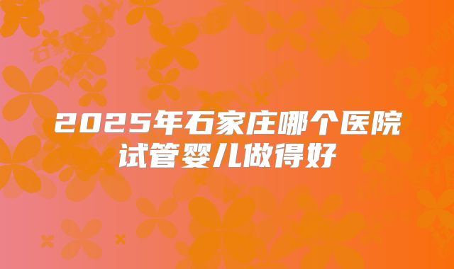 2025年石家庄哪个医院试管婴儿做得好