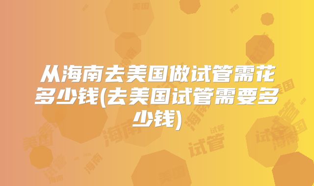 从海南去美国做试管需花多少钱(去美国试管需要多少钱)