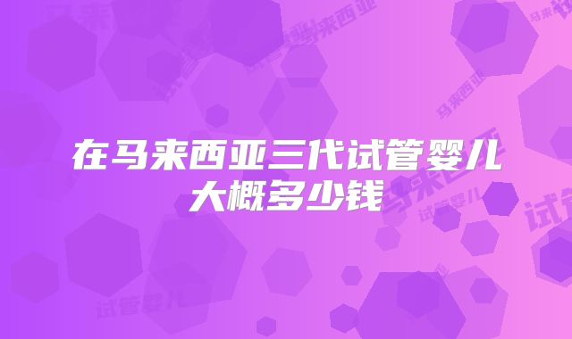 在马来西亚三代试管婴儿大概多少钱