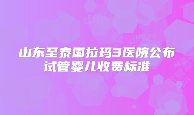 山东至泰国拉玛3医院公布试管婴儿收费标准