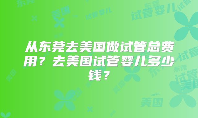 从东莞去美国做试管总费用？去美国试管婴儿多少钱？