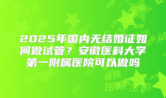 2025年国内无结婚证如何做试管？安徽医科大学第一附属医院可以做吗