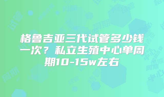 格鲁吉亚三代试管多少钱一次？私立生殖中心单周期10-15w左右
