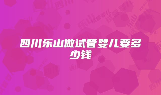 四川乐山做试管婴儿要多少钱