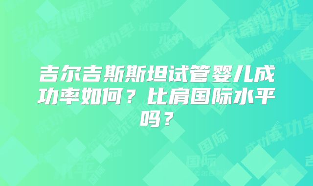 吉尔吉斯斯坦试管婴儿成功率如何？比肩国际水平吗？