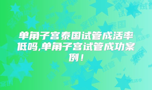 单角子宫泰国试管成活率低吗,单角子宫试管成功案例！