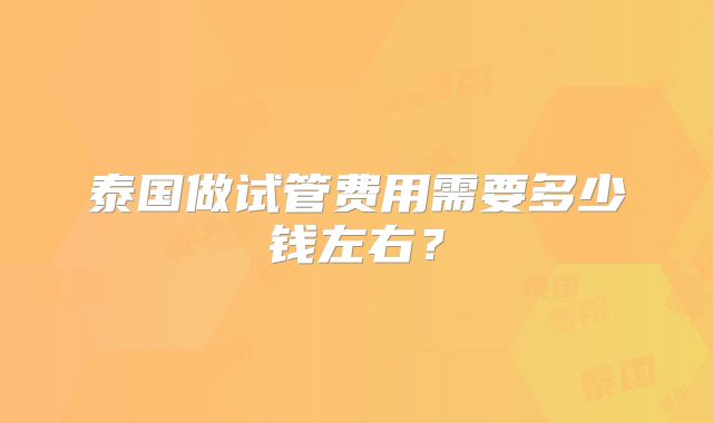 泰国做试管费用需要多少钱左右?