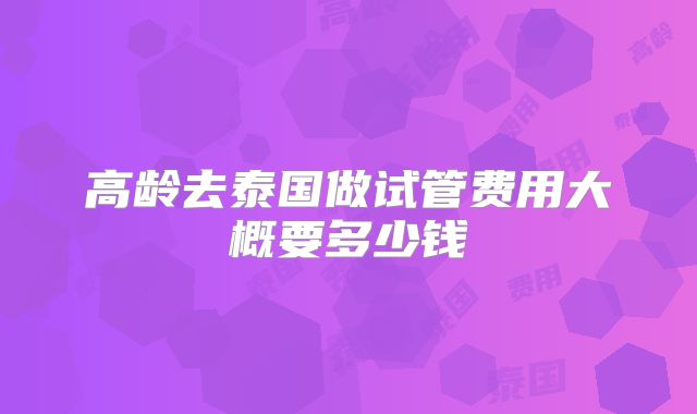 高龄去泰国做试管费用大概要多少钱