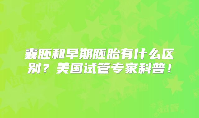 囊胚和早期胚胎有什么区别?美国试管专家科普!