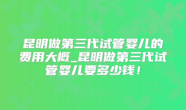 昆明做第三代试管婴儿的费用大概_昆明做第三代试管婴儿要多少钱!