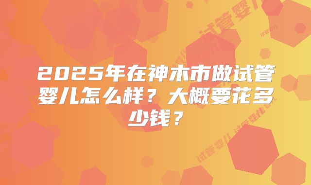 2025年在神木市做试管婴儿怎么样？大概要花多少钱？