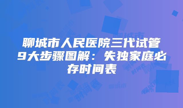 聊城市人民医院三代试管9大步骤图解：失独家庭必存时间表